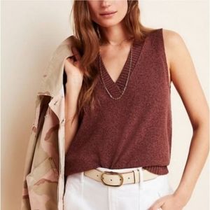 Anthropologie Copper Brown Camilla V-Neck Sweater Tank